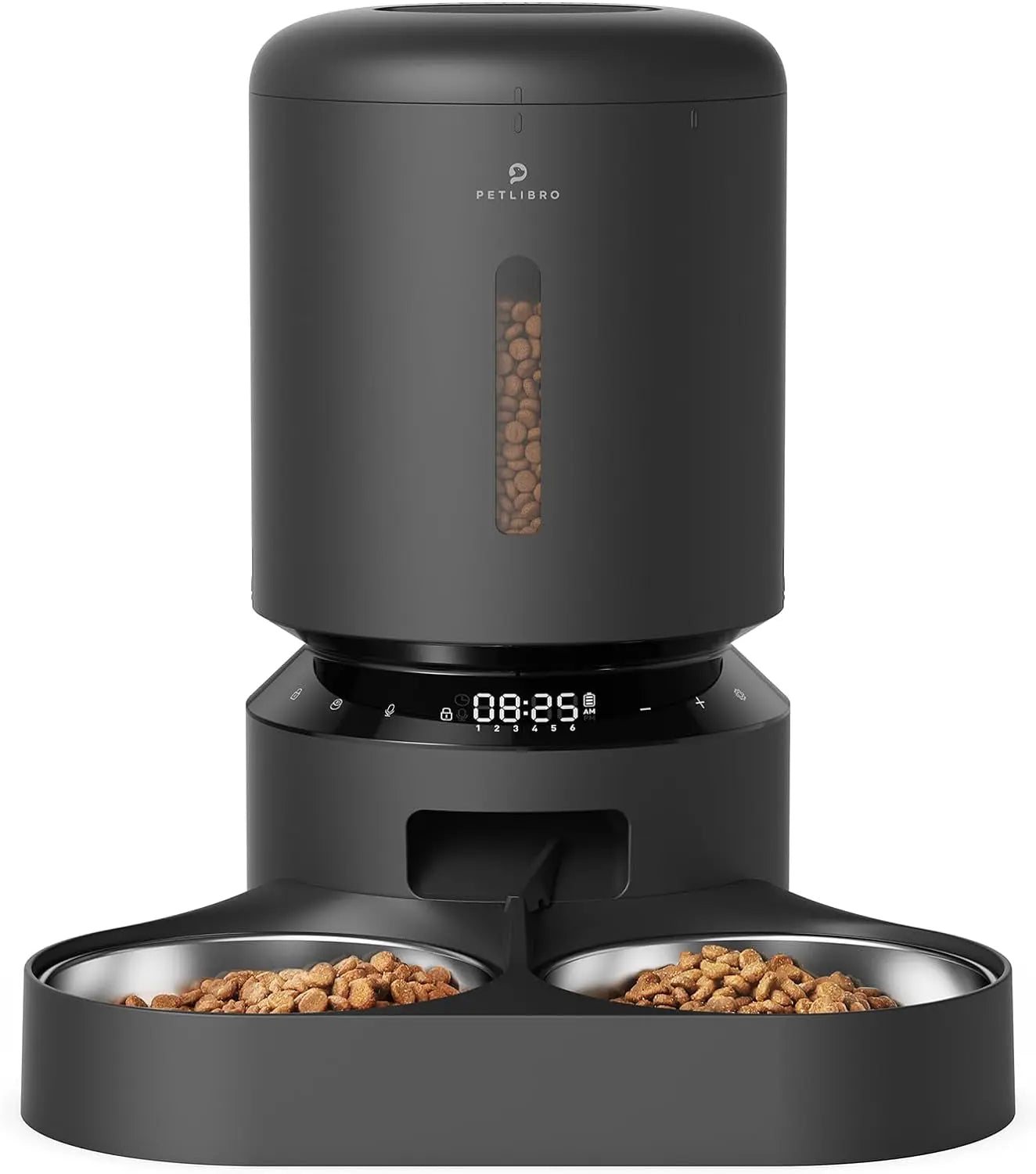 Automatic Cat Feeder with Timer, 6 Meals/Day, Freshness Lock & Low Food Sensor. Smart Dry Food Dispenser for Cats & Dogs