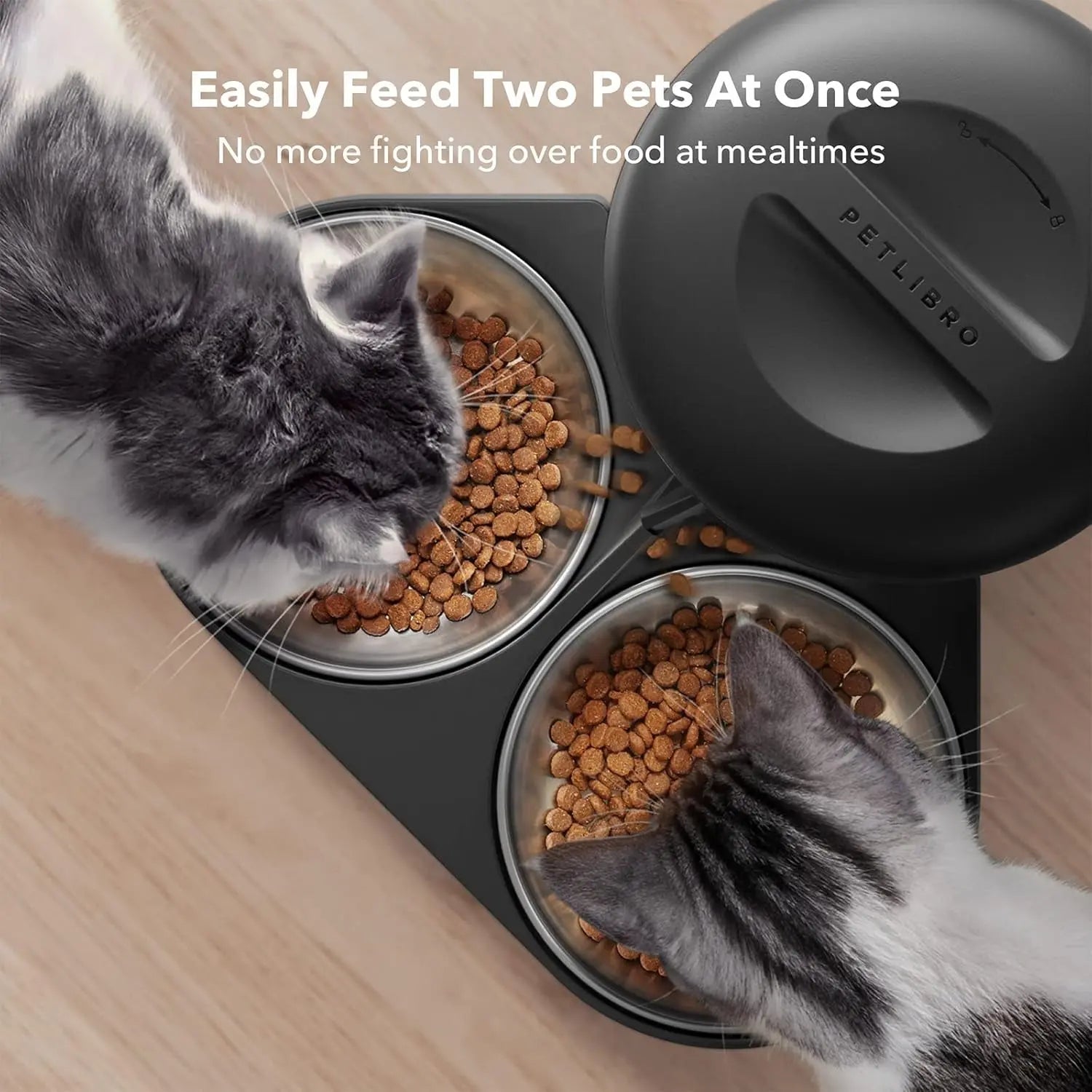 Automatic Cat Feeder with Timer, 6 Meals/Day, Freshness Lock & Low Food Sensor. Smart Dry Food Dispenser for Cats & Dogs