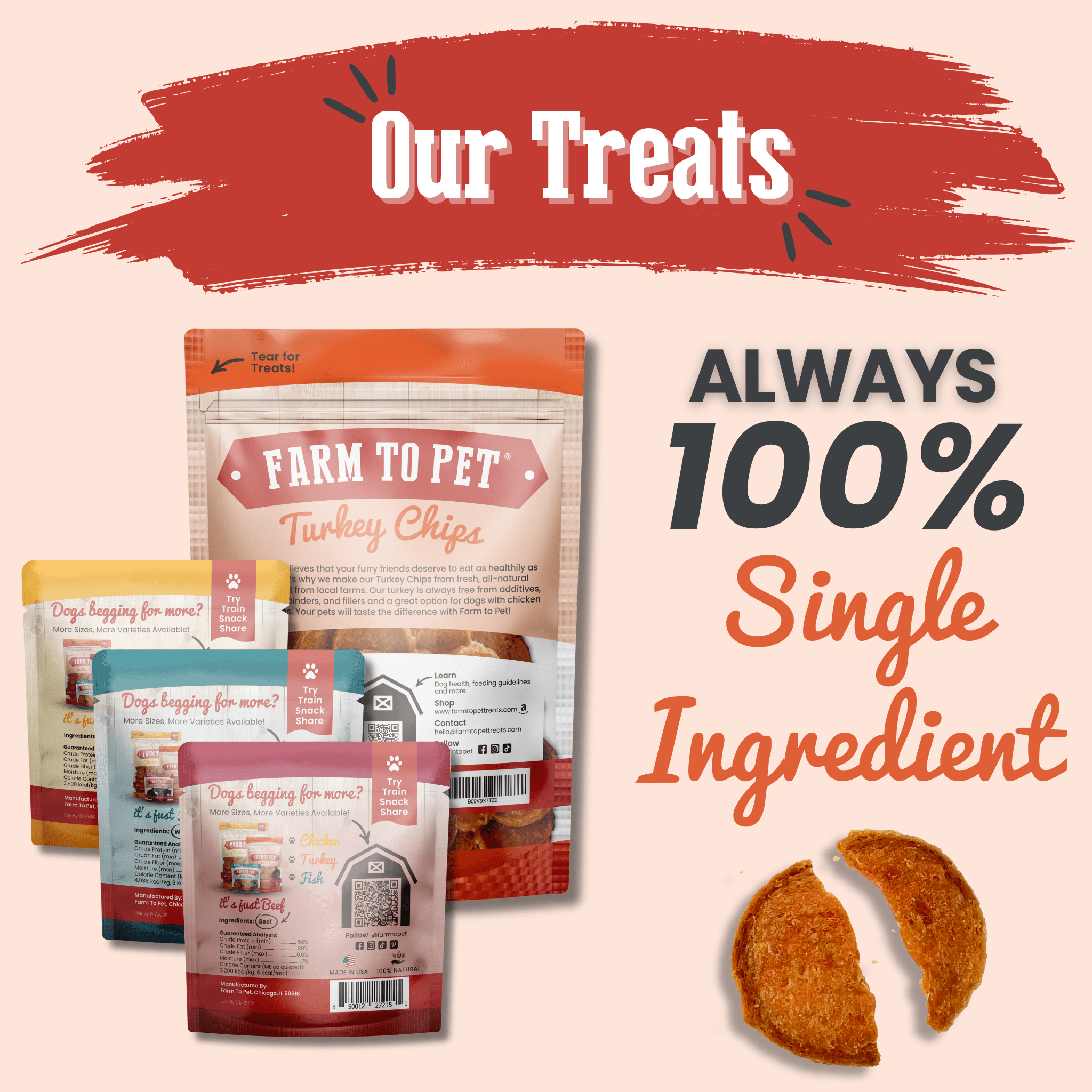 Puppy Packs 'n Snacks Dog Treat Starter Pack | Single-Ingredient Training Treats