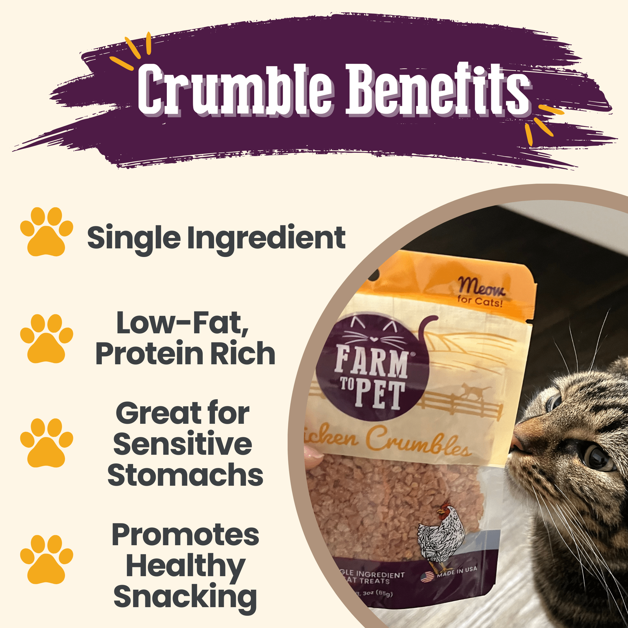 Chicken Crumbles Cat Treats | Single-Ingredient Treats for Cats
