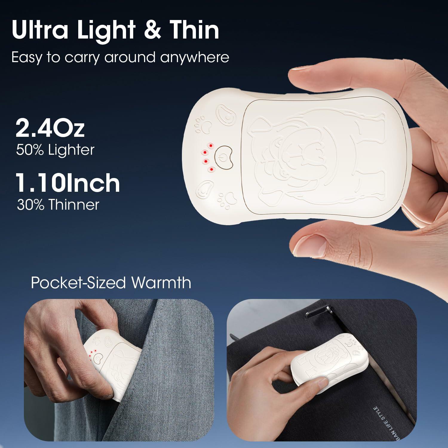 OLV Rechargeable Hand Warmers 2 Pack 6000mAh Magnetic Beige Portable