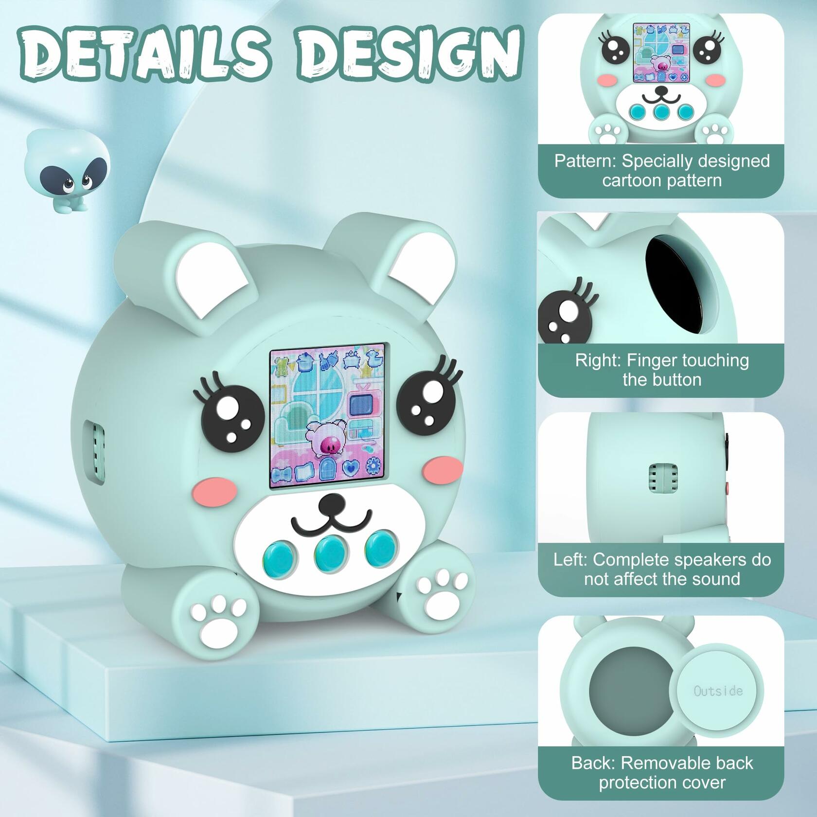 SKRVGOJFG Silicone Case for Punirunes Virtual Pet with Lanyard Blue