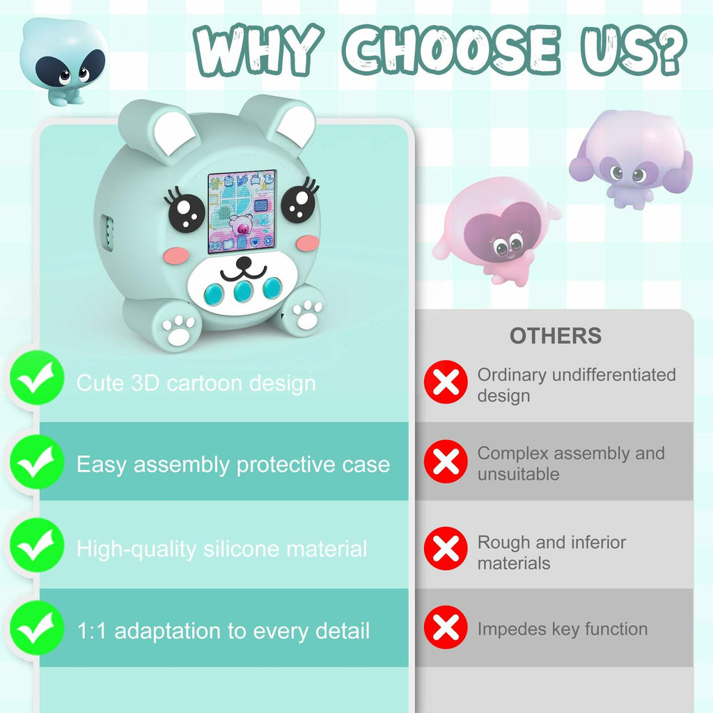 SKRVGOJFG Silicone Case for Punirunes Virtual Pet with Lanyard Blue