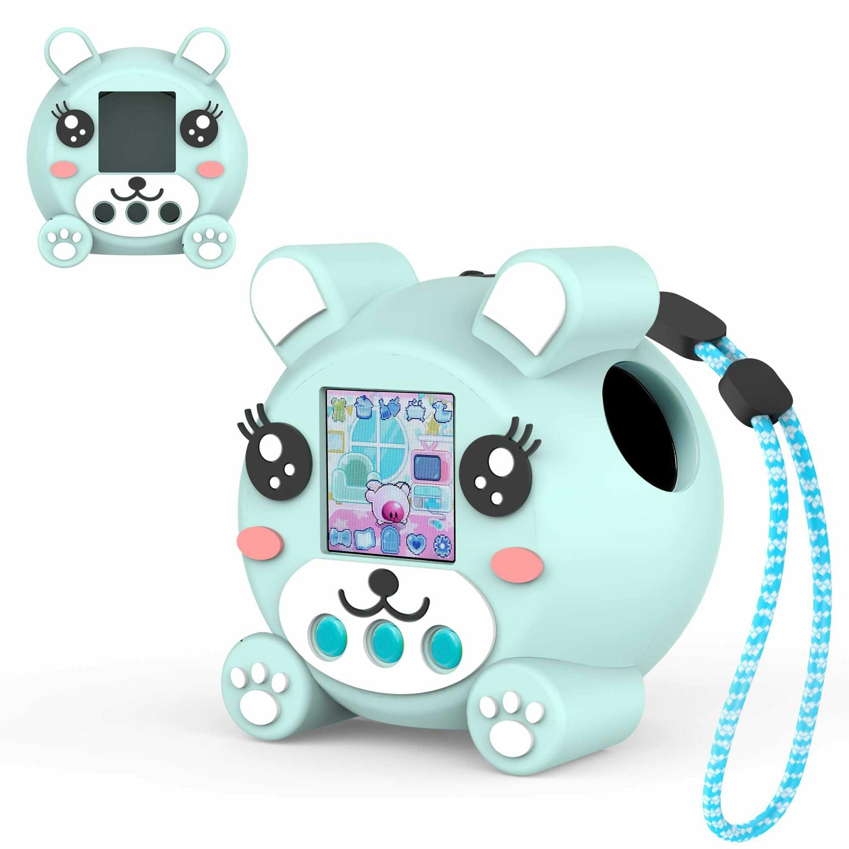 SKRVGOJFG Silicone Case for Punirunes Virtual Pet with Lanyard Blue