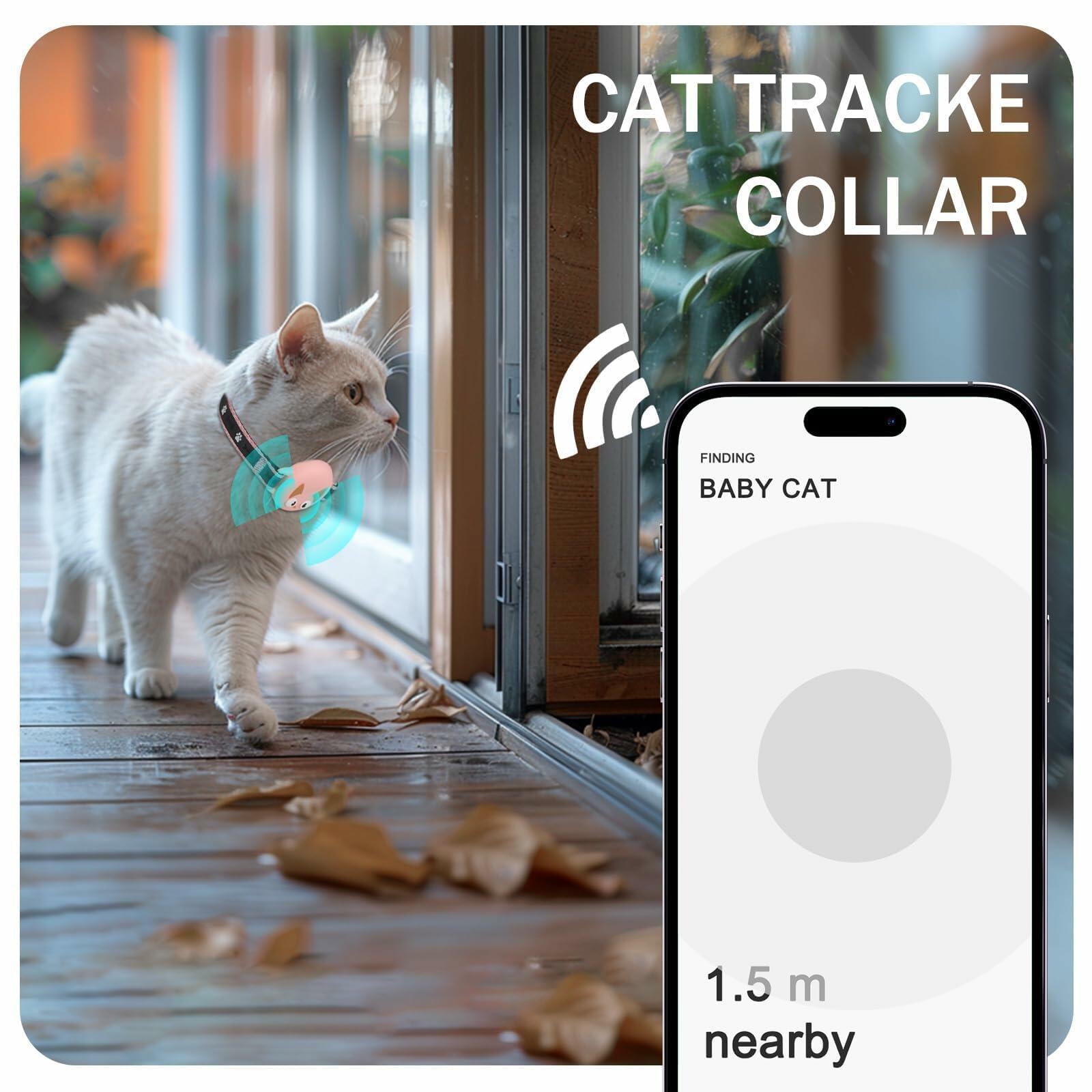 Odokele AirTag Cat Collar Breakaway Reflective with Bell Pink 9-13 in