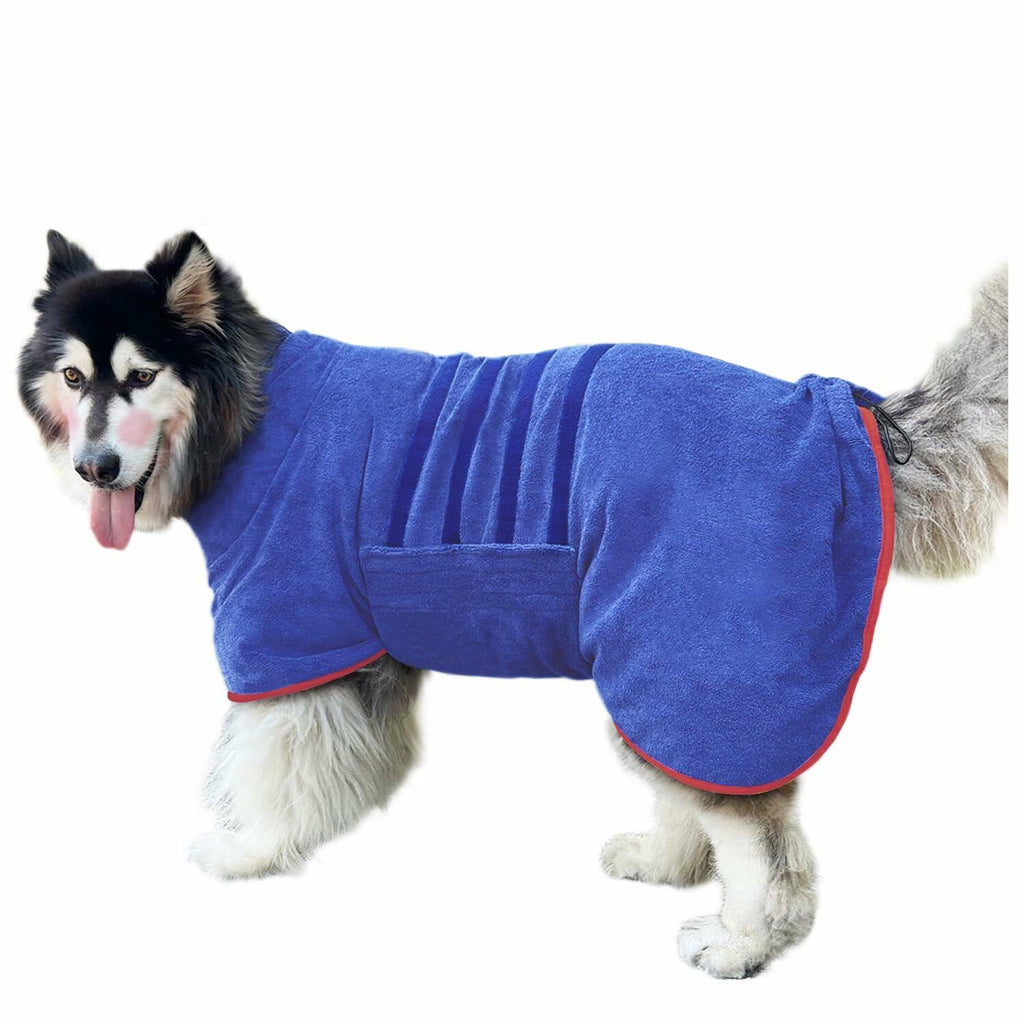 Periflowin Dog Drying Coat Bathrobe Towel Microfiber Blue-1 Size M